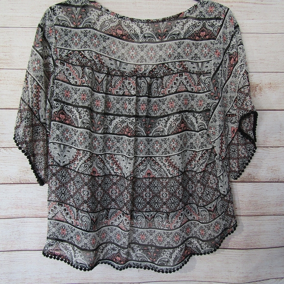 Junior's Mudd Sheer Button Up Top - Picture 2 of 7